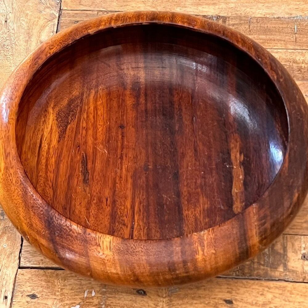 Vintage Solid Wood Bowl 10" MCM Modern - Picture 4 of 12